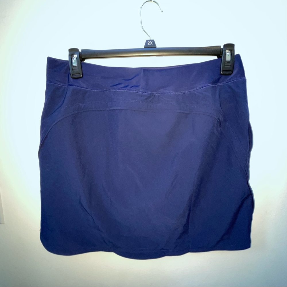 LANDS END BLUE SWIM SKORT RARE SZ 12 LONG, MESH POCKETS, ADJ. WAISTBAND & MORE!